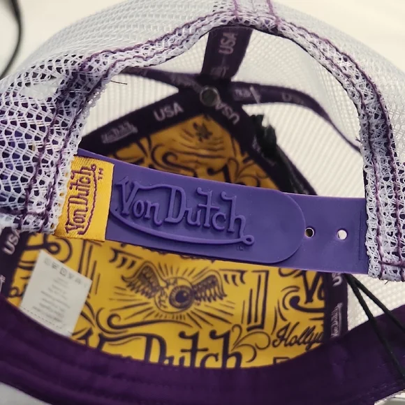 Von Dutch Yellow & Purple Mesh Logo Patch Hat